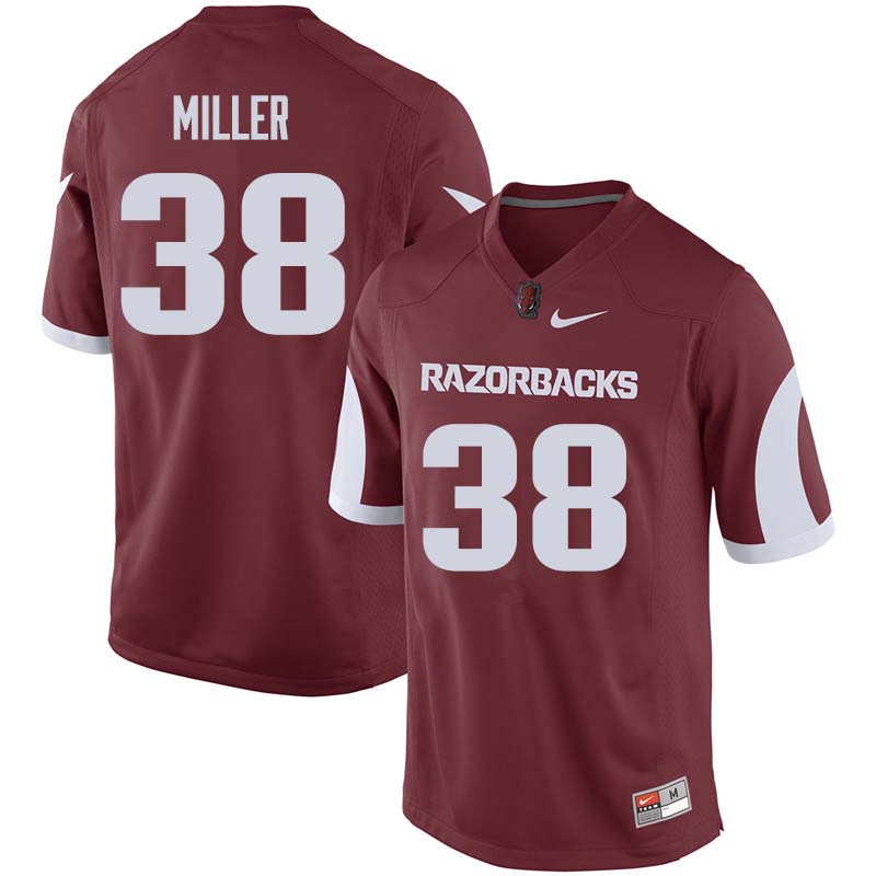 Men #38 Reid Miller Arkansas Razorback College Football Jerseys Sale-Cardinal